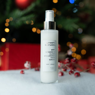 Green Keratin Visage 100ml VITAMINE C ELMW - Sérum à l'acide hyaluronique pour le visage, Sans Parfum